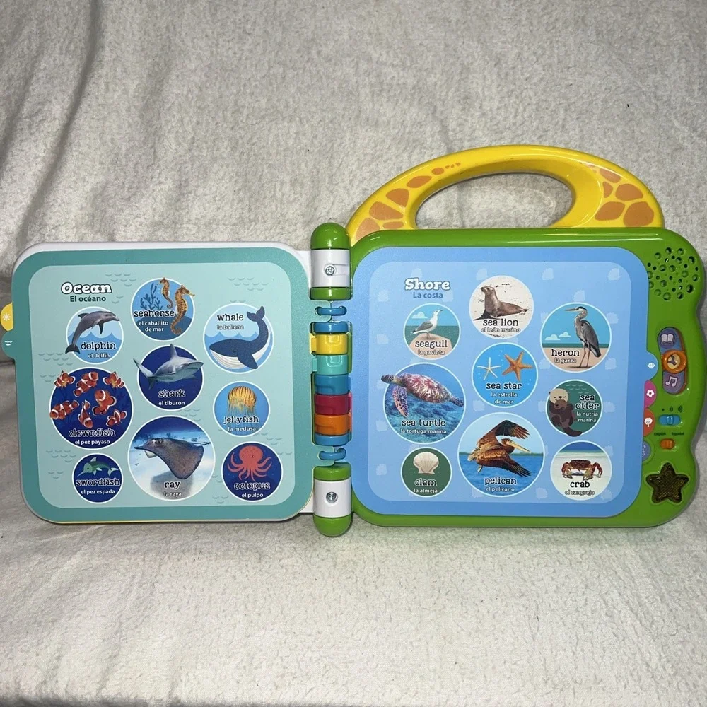 LeapFrog 100 Animals Book - Green English and Spanish , Works SEE VIDEO